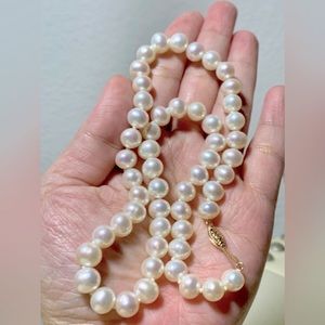 Belle De Mer AA 14K CULTURED FRESHWATER PEARL NECKLACE (7.5-8mm / 18”)